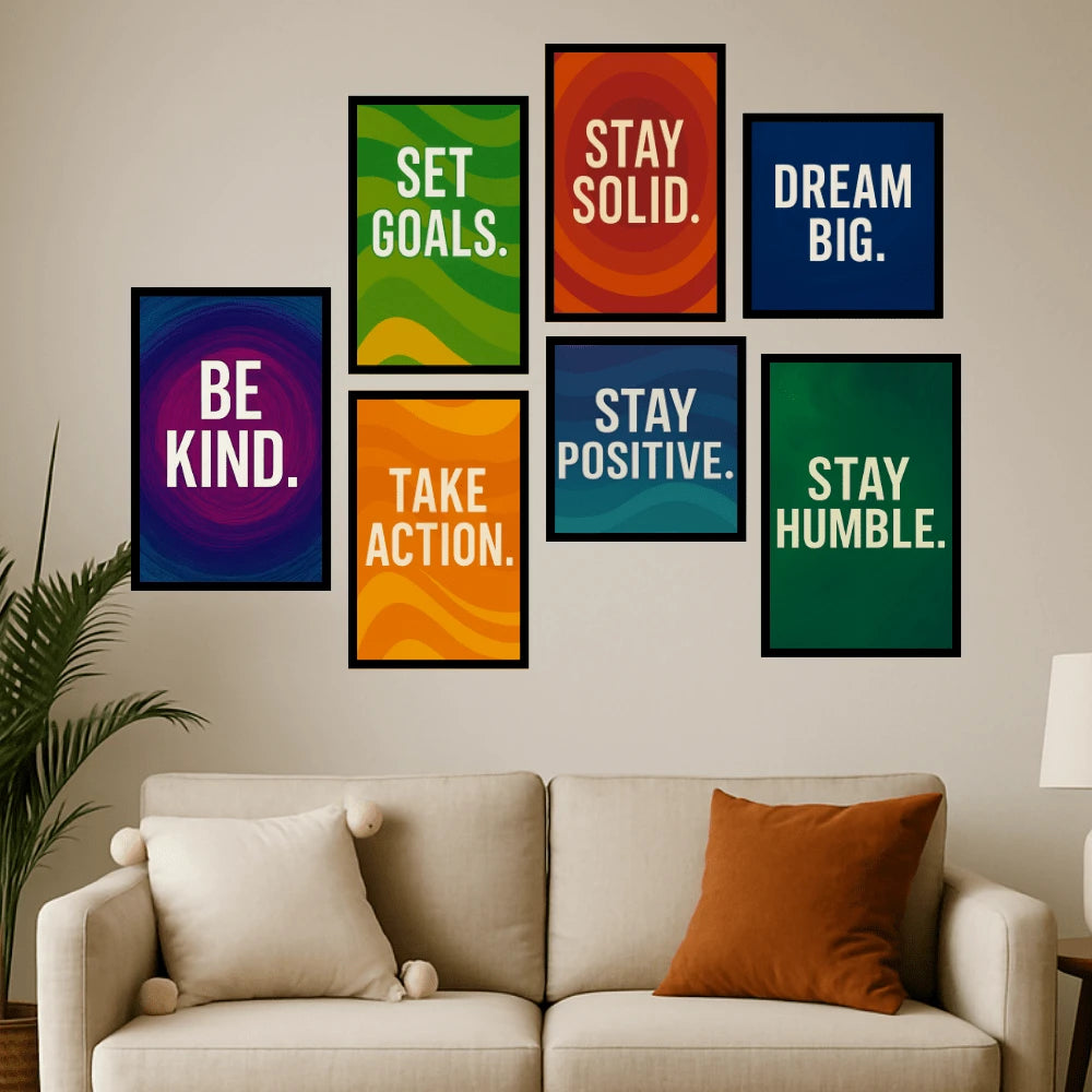 The Grounded Hustle | 7-Piece Motivational Wall Frame Set