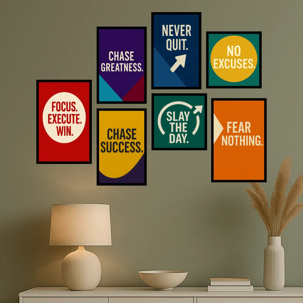 No Excuses, Just Action | 7-Frame Motivational Wall Art