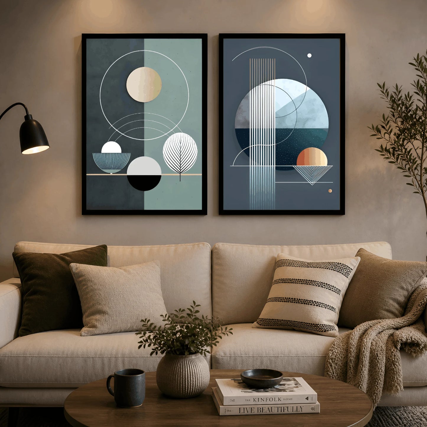 Lunar Geometry – Modern Scandinavian Wall Frames (Set of 2)