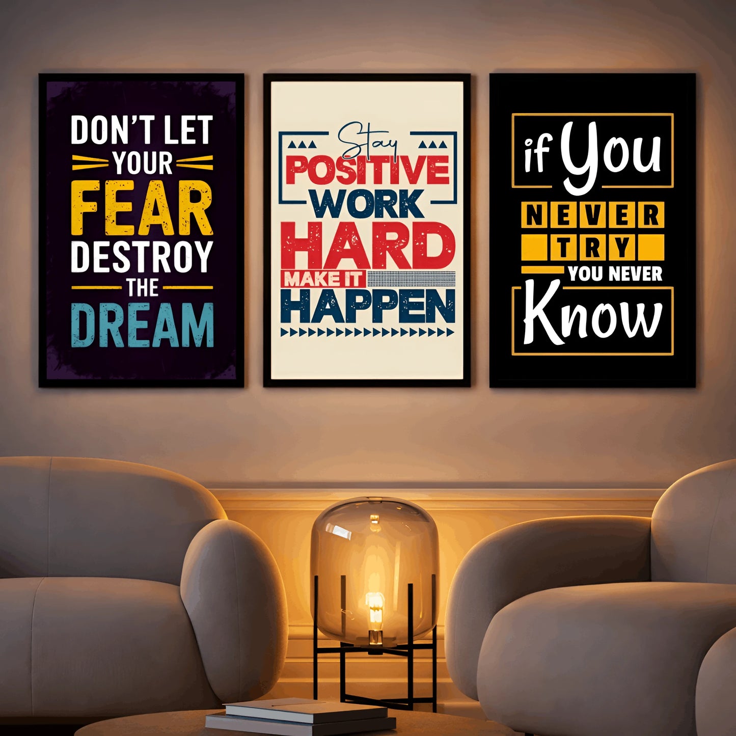 Dream. Try. Win. | 3-Piece Wall Art for Growth