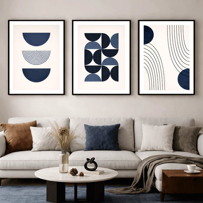 Midnight Geometry – Abstract Modern Wall Frames (Set of 3)