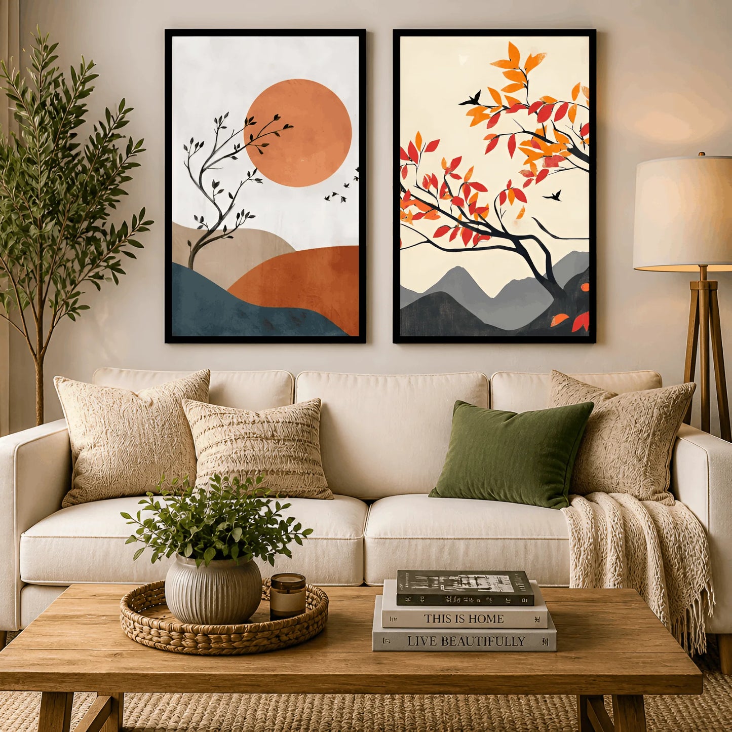 Autumn Serenity – Nature Landscape Wall Frames (Set of 2)