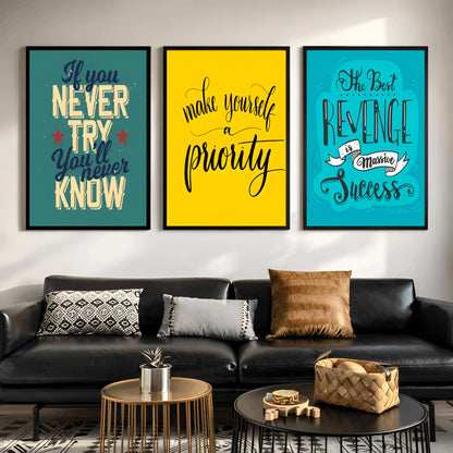 Driven by Growth | Set of 3 Bold Motivational Frames