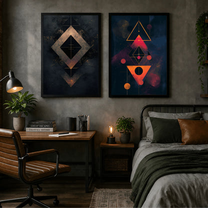 Cosmic Dimensions – Luxury Geometric Wall Frames (Set of 2)