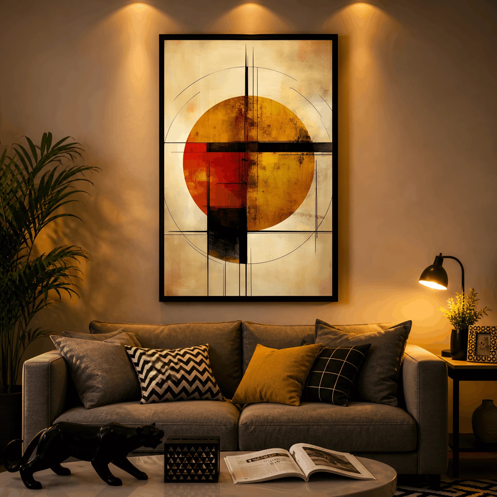 Solar Axis – Luxury Geometric Abstract Wall Frame