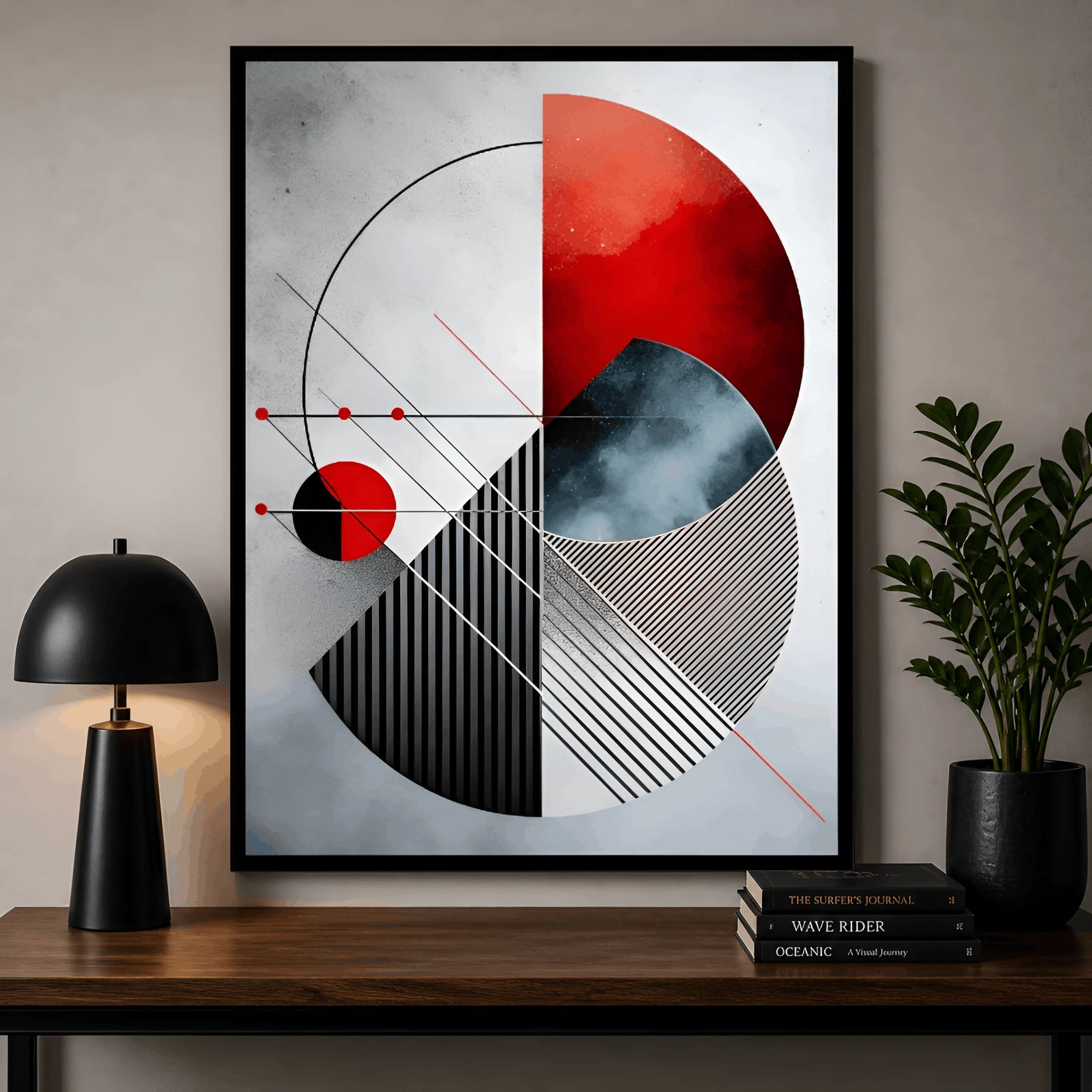 Crimson Geometry – Modern Abstract Wall Frame