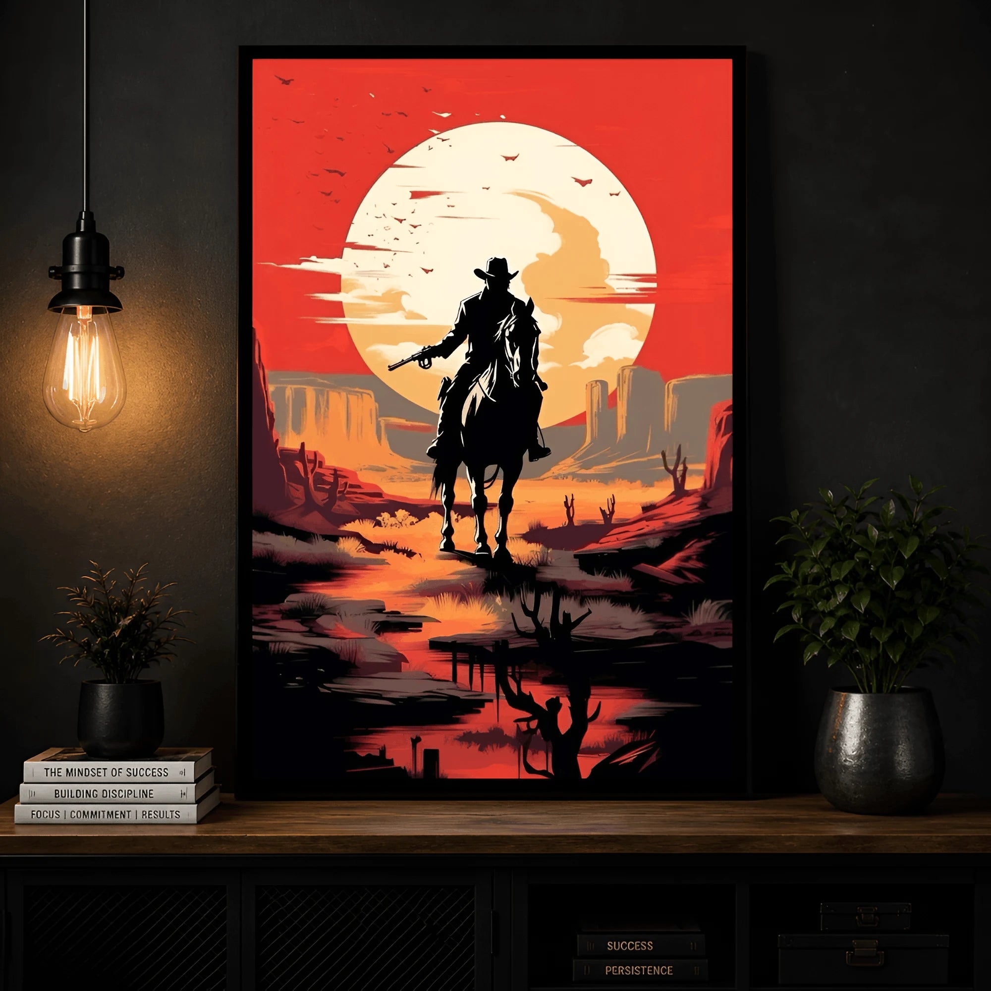 Desert Outlaw – Western Sunset Wall Frame