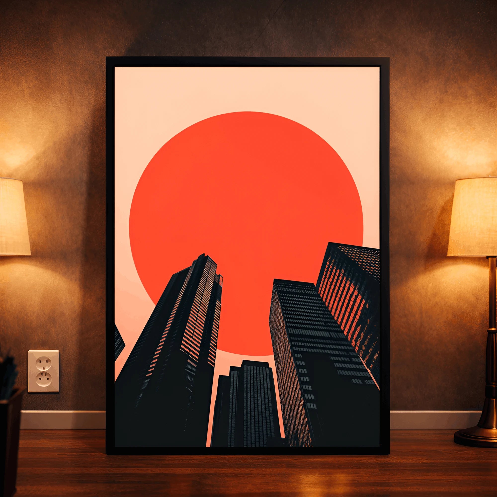 Neon Skyline – Modern Cityscape Wall Frame