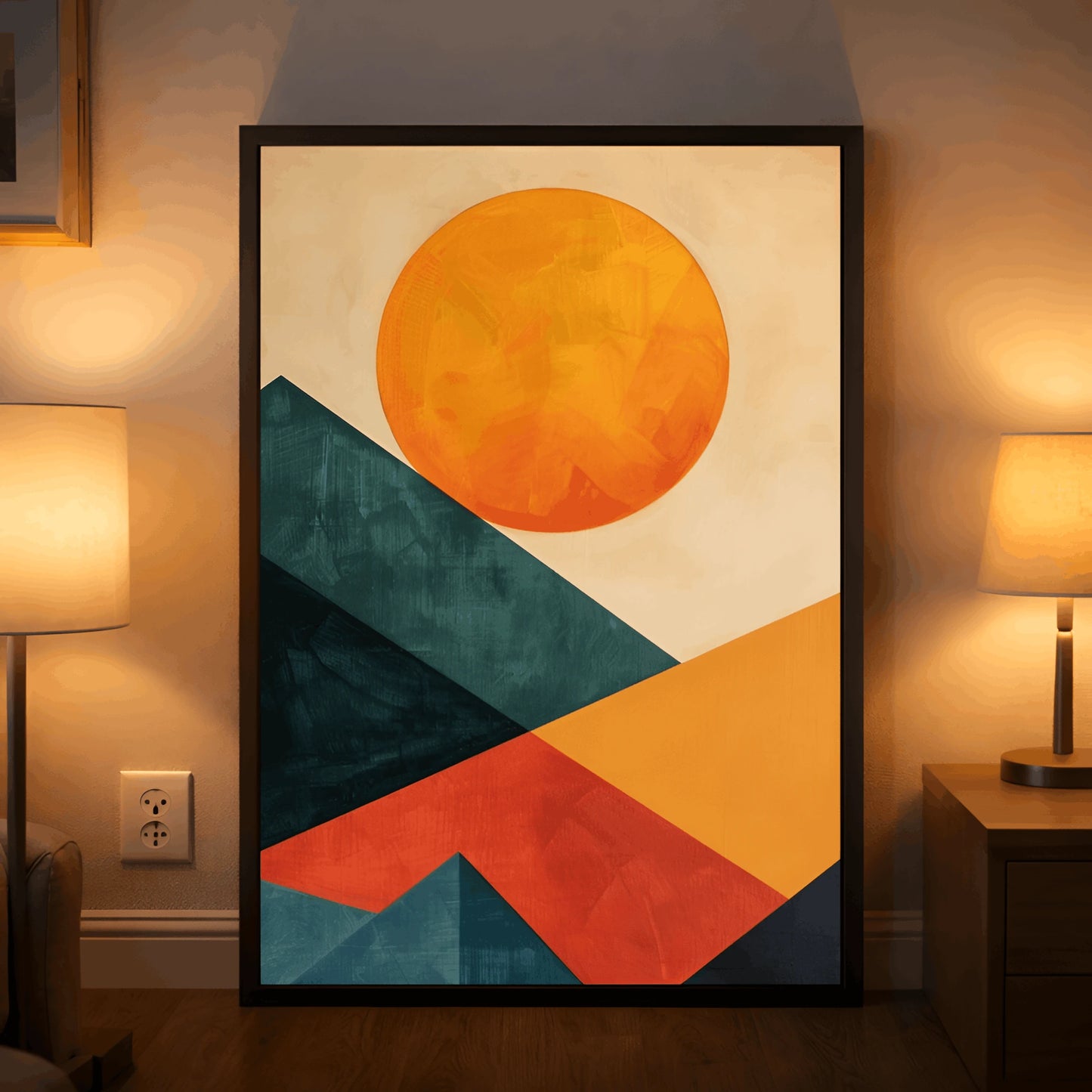 Solar Peaks – Modern Geometric Landscape Wall Frame