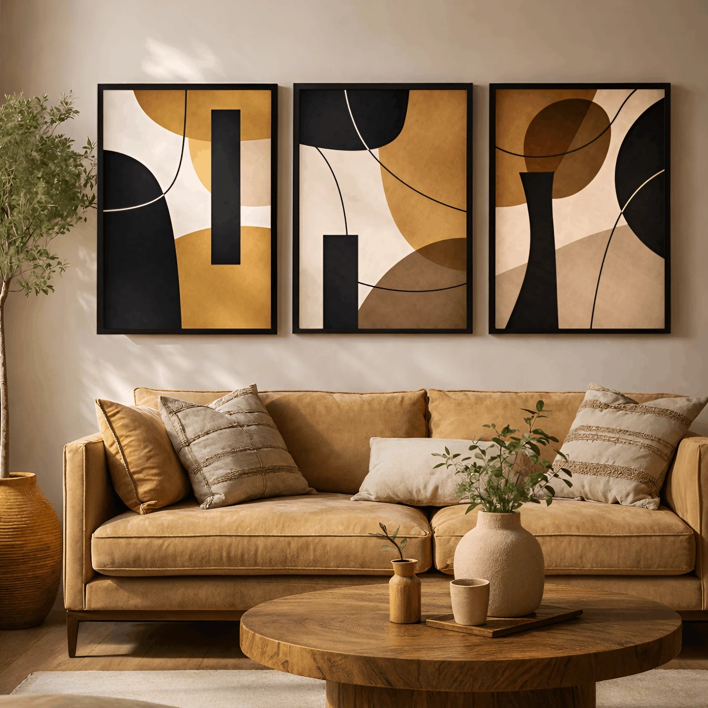 Earthbound Flow – Modern Abstract Wall Frames (Set of 3)