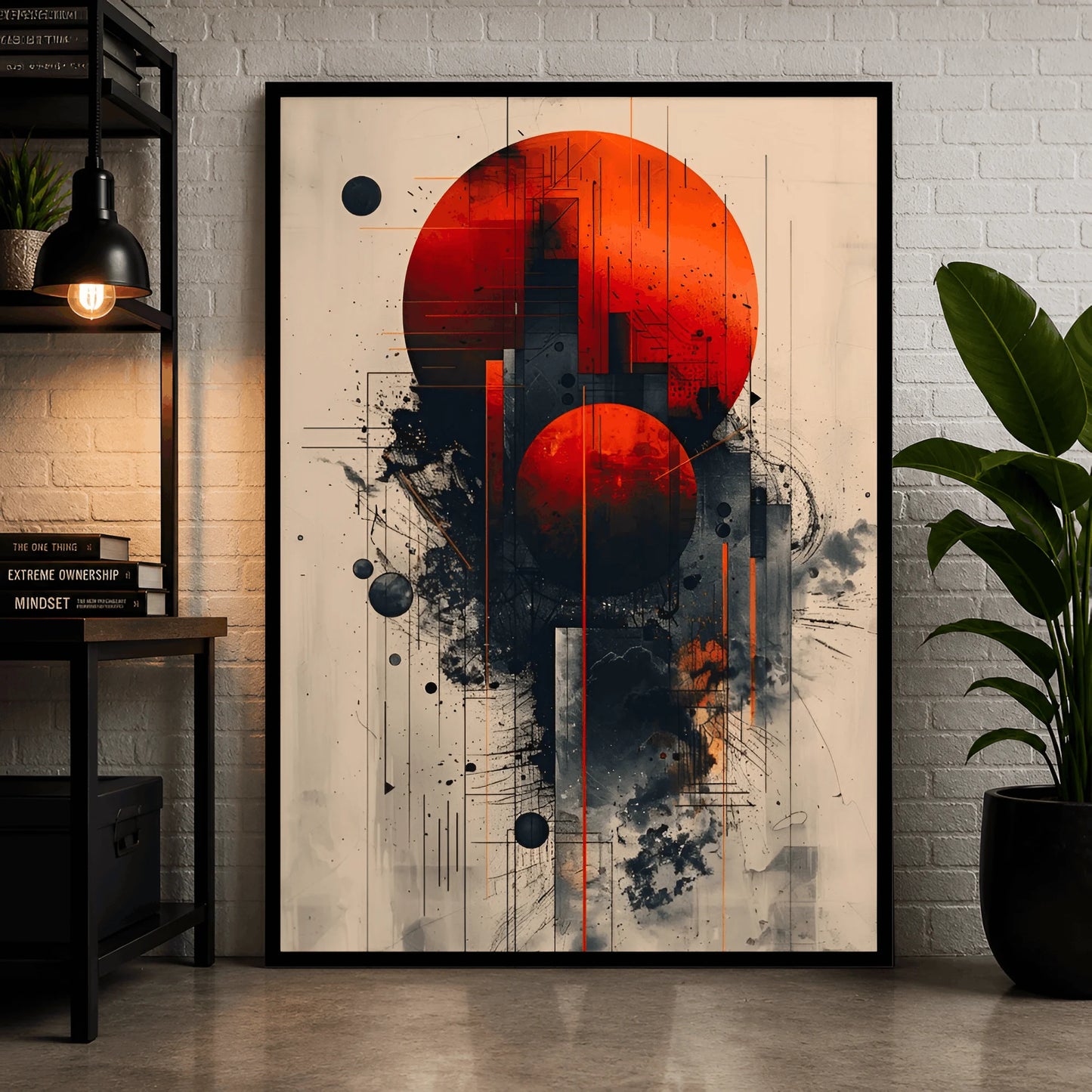 Crimson Eclipse – Modern Abstract Geometric Wall Frame