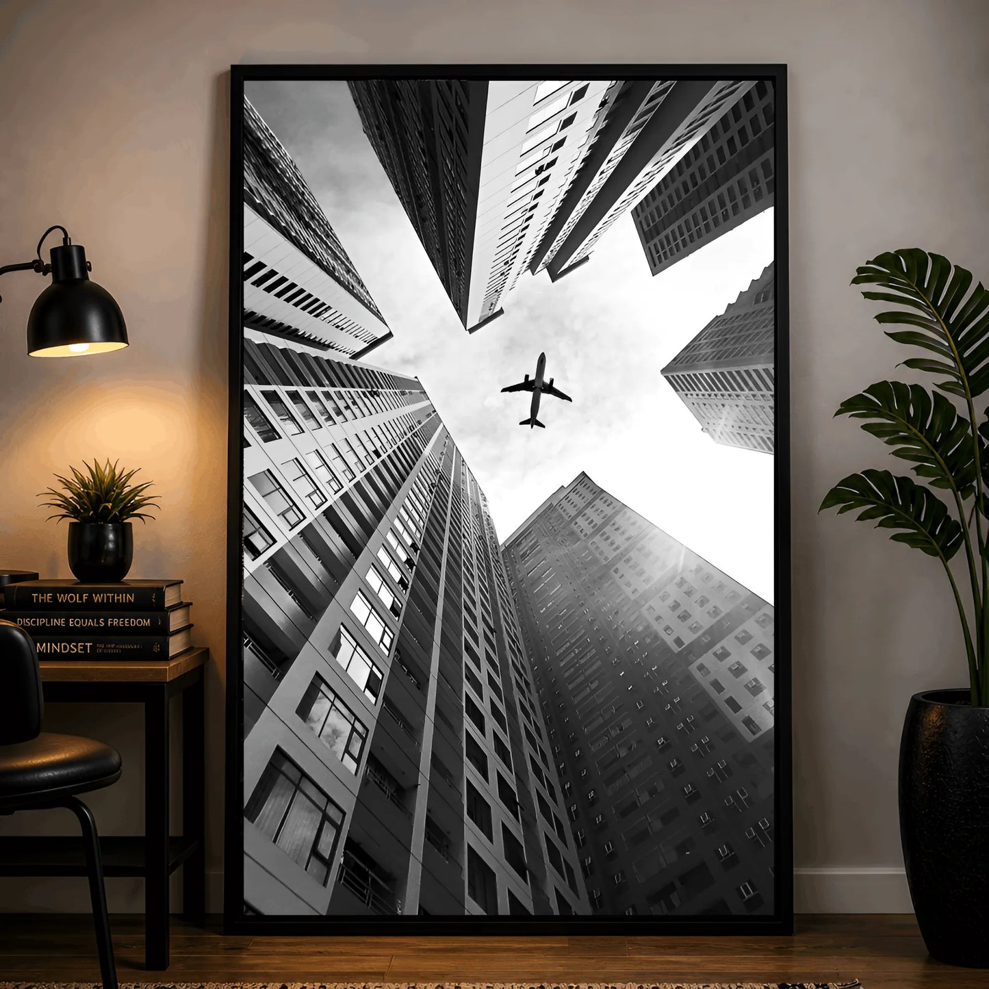 Urban Ascension – Monochrome Cityscape Wall Frame