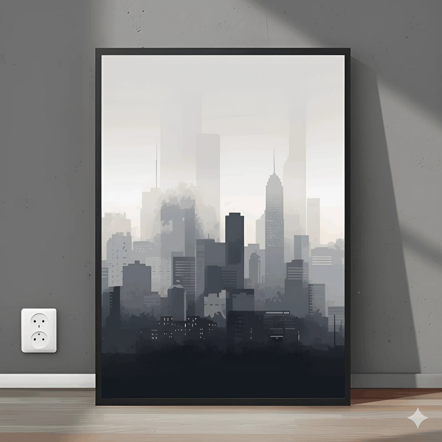 Silent Metropolis – Minimalist Cityscape Wall Frame
