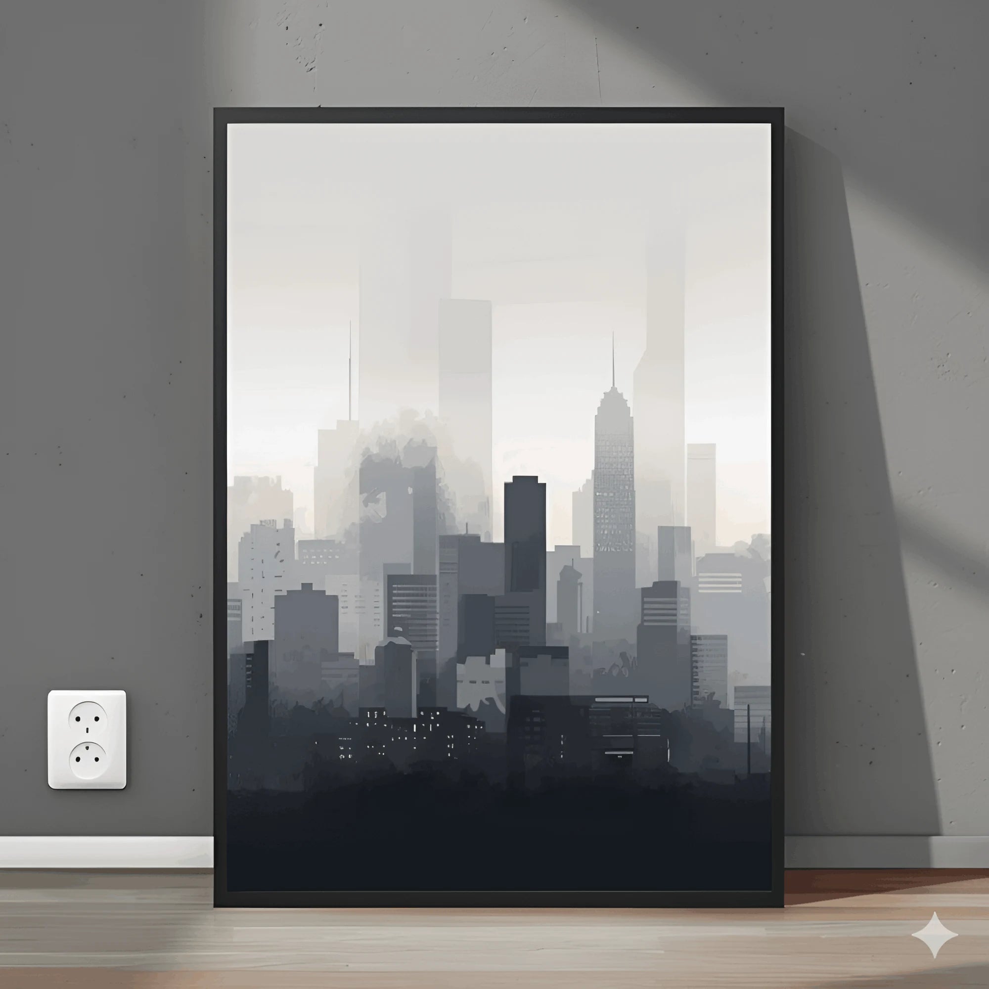 Silent Metropolis – Minimalist Cityscape Wall Frame
