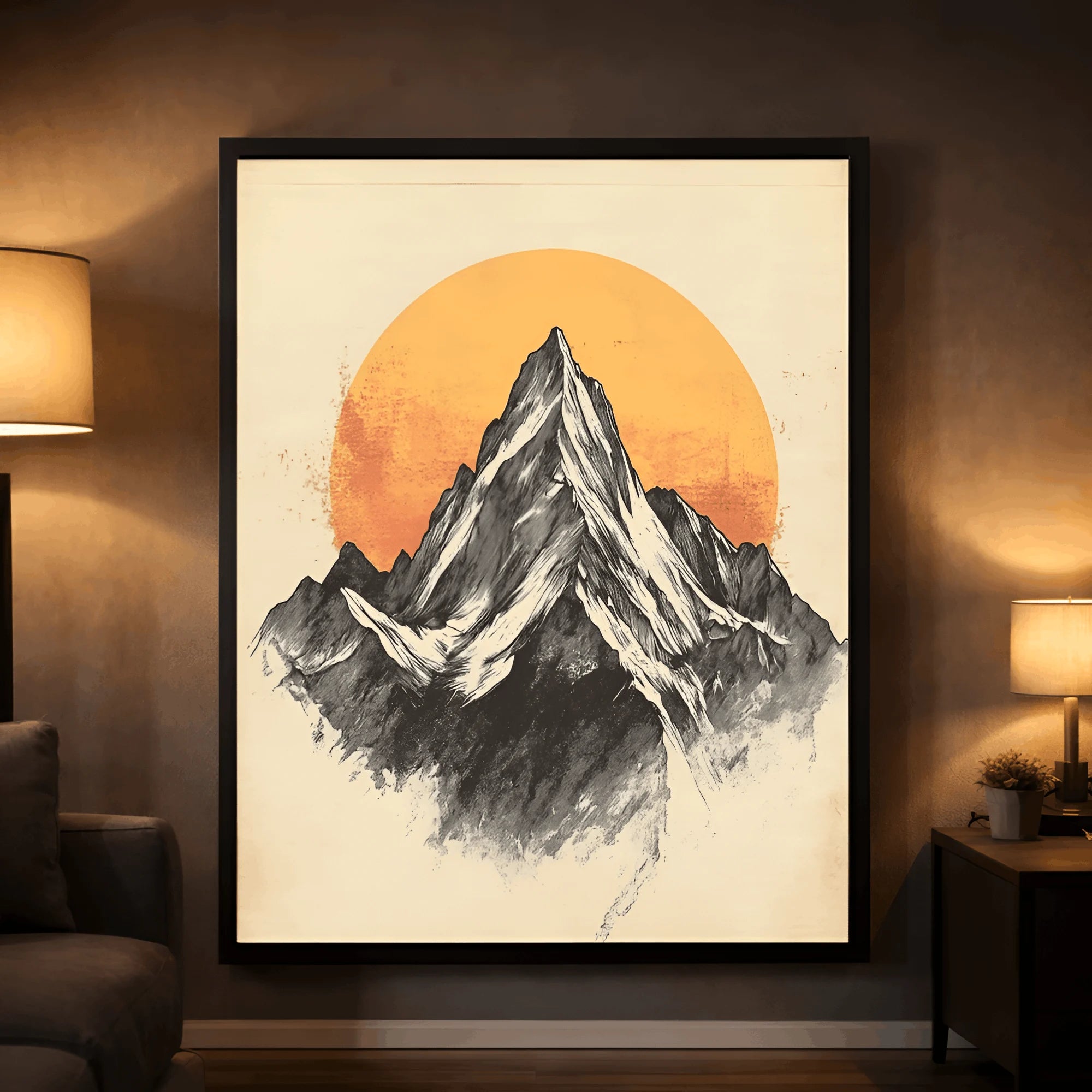Summit Glow – Minimal Mountain Landscape Wall Frame