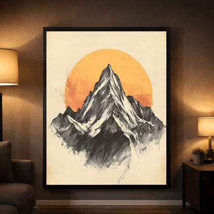 Summit Glow – Minimal Mountain Landscape Wall Frame