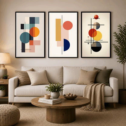 Nordic Geometry – Modern Minimalist Abstract Wall Frames (Set of 3)