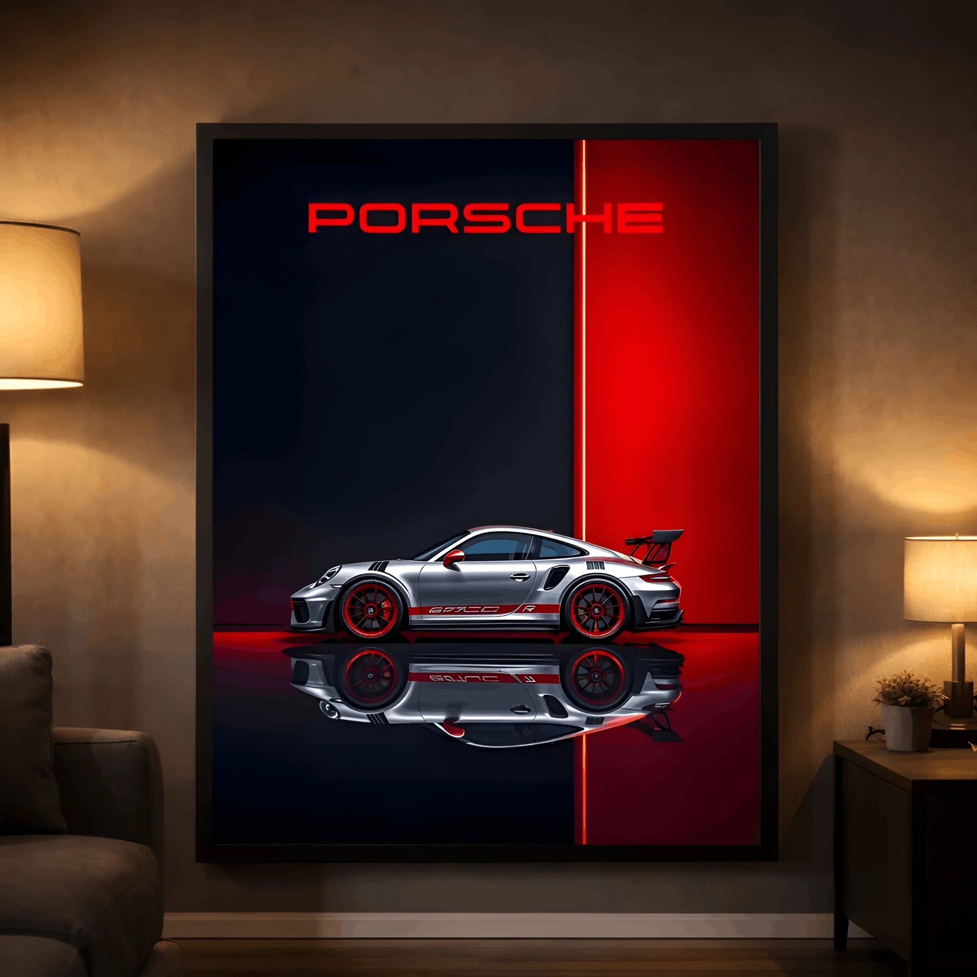 Porsche Midnight GT – Luxury Sports Car Wall Frame