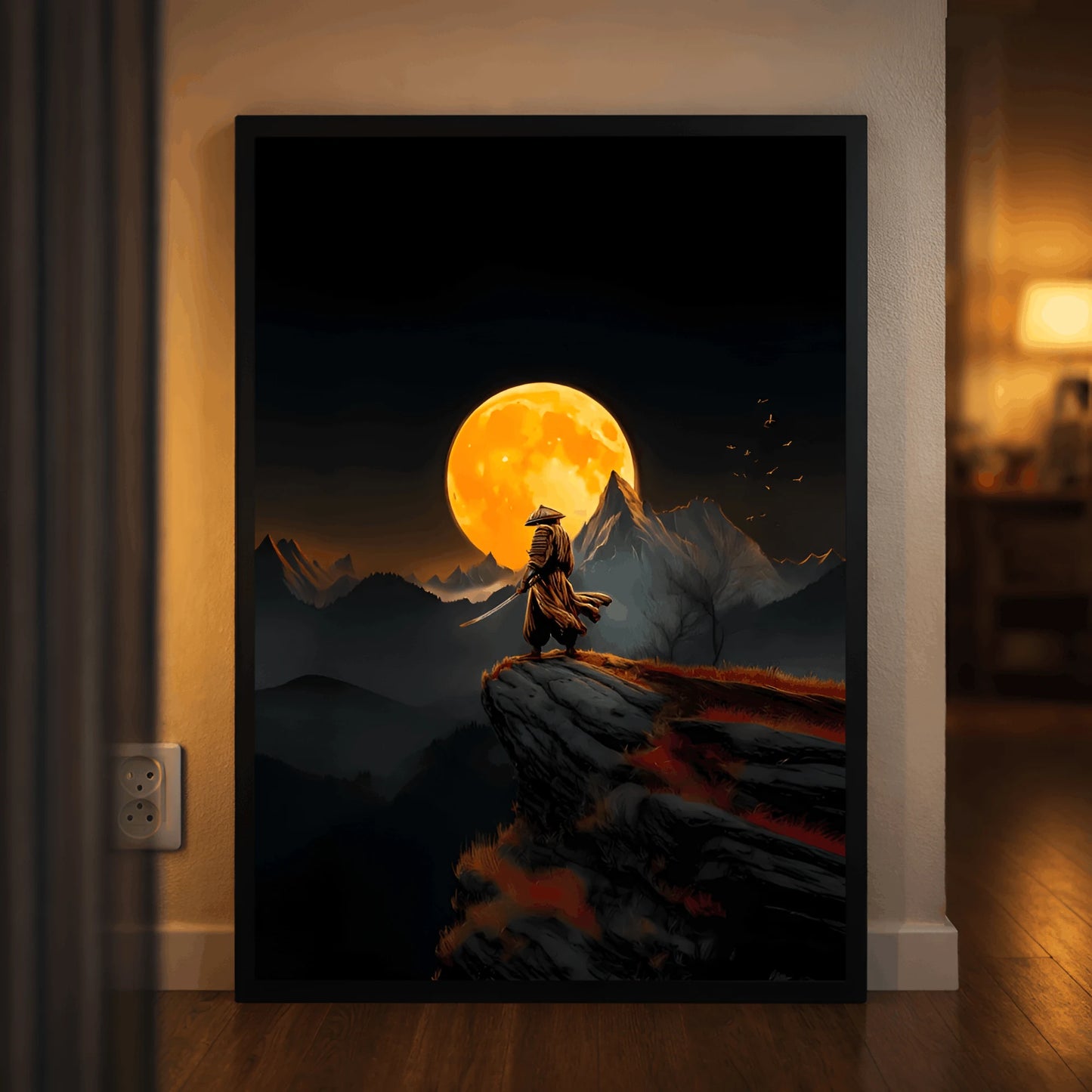 Moonblade Wanderer – Samurai Night Wall Frame