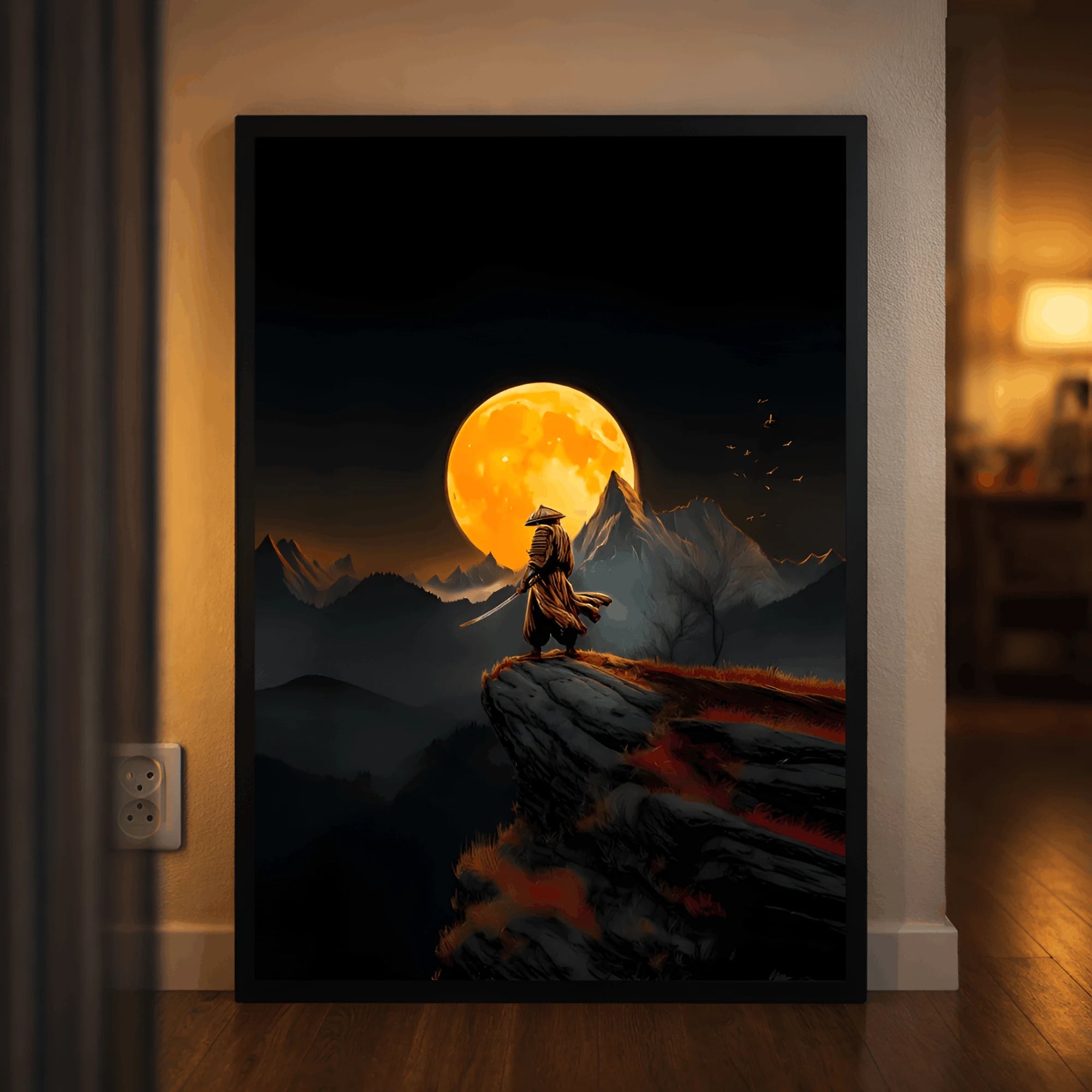 Moonblade Wanderer – Samurai Night Wall Frame