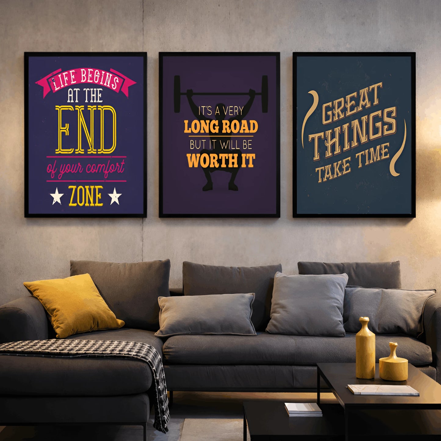 Triumph Over Adversity | Set of 3 Motivational Frames