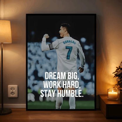Work Hard, Stay Humble | Ronaldo Wall Art for Champions