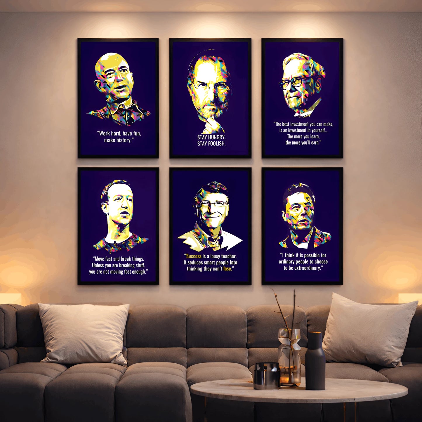 Legends of Success | Set of 6 Inspirational Wealth Frames