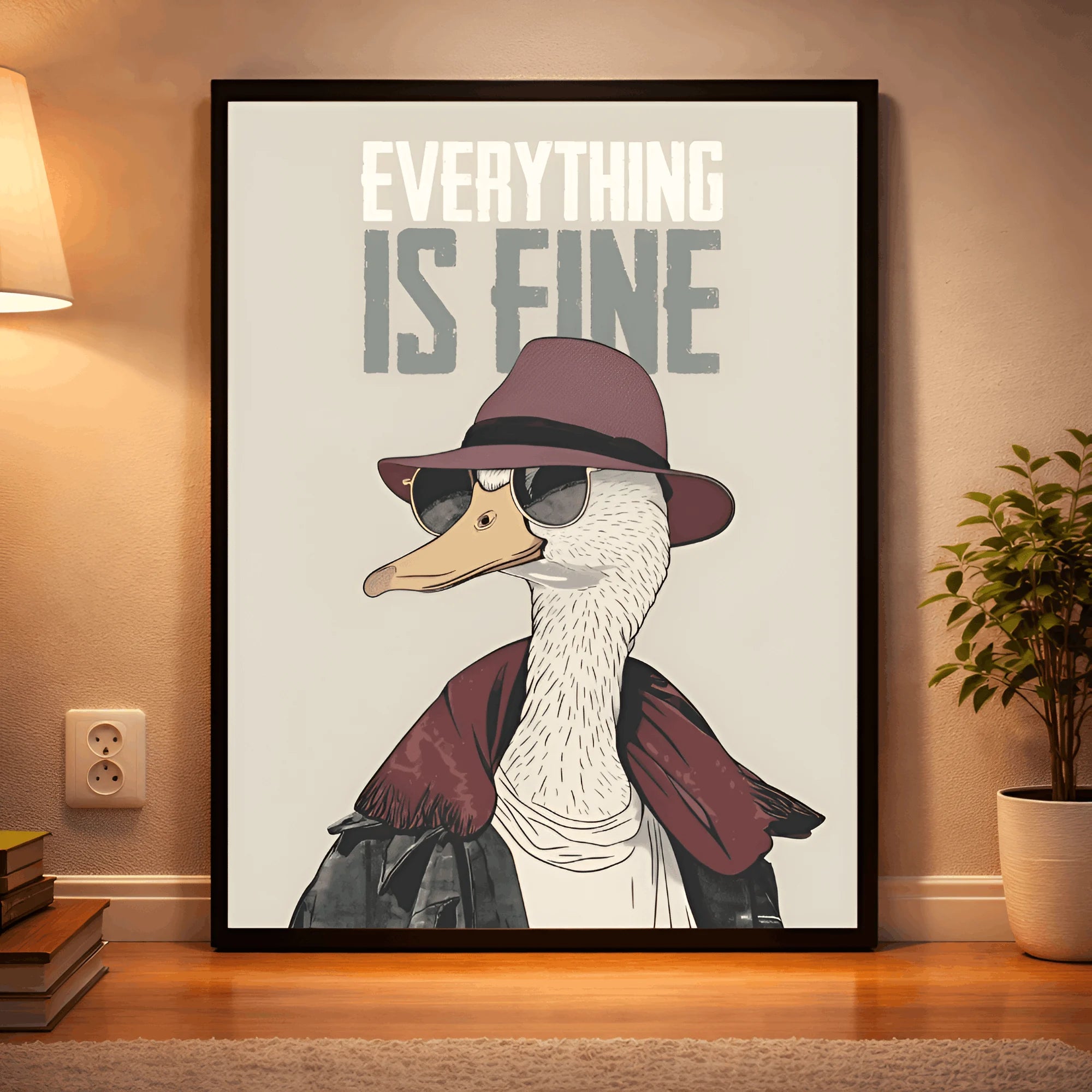 Everything Is Fine – Aesthetic Duck Wall Frame