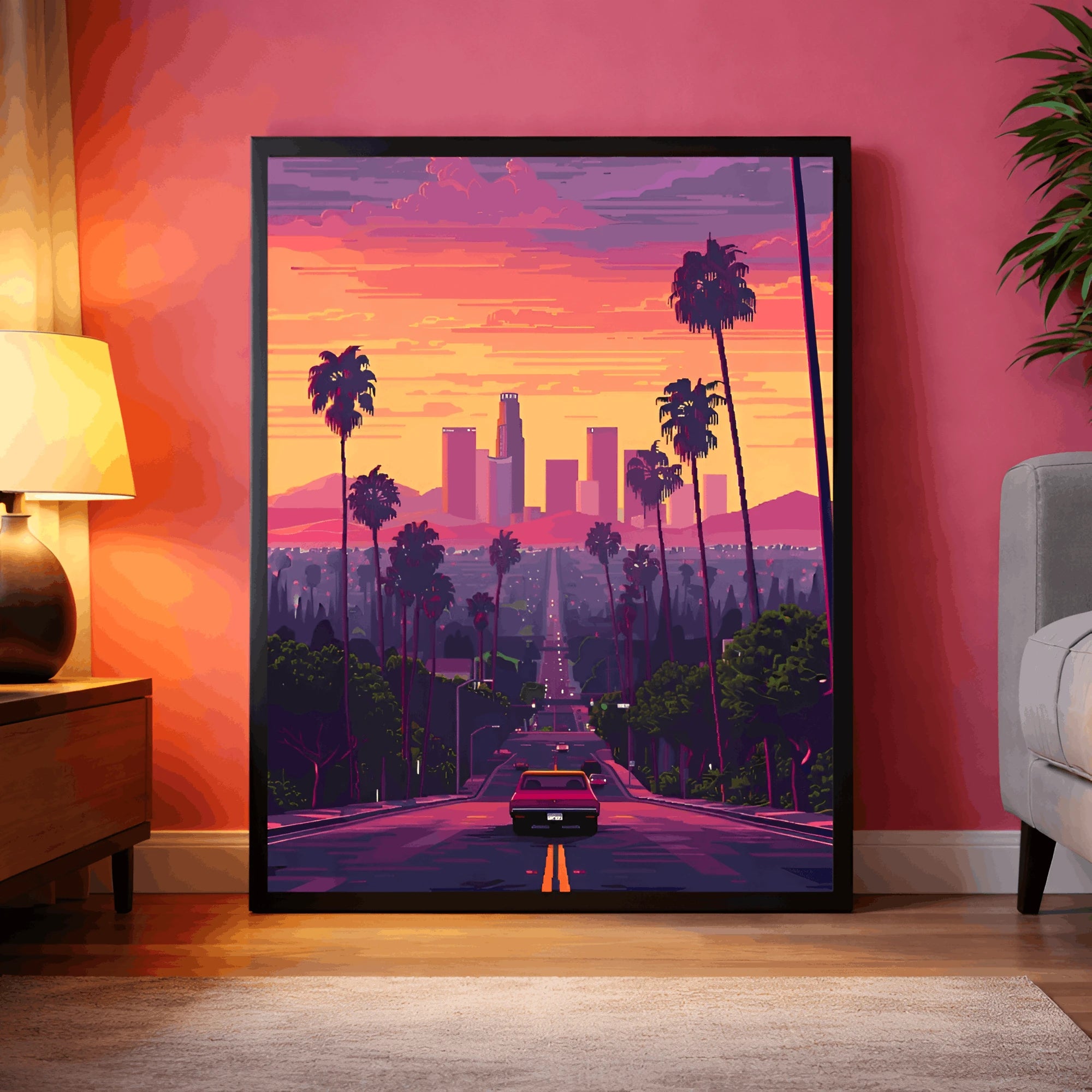 Sunset Boulevard – Retro Cityscape Wall Frame