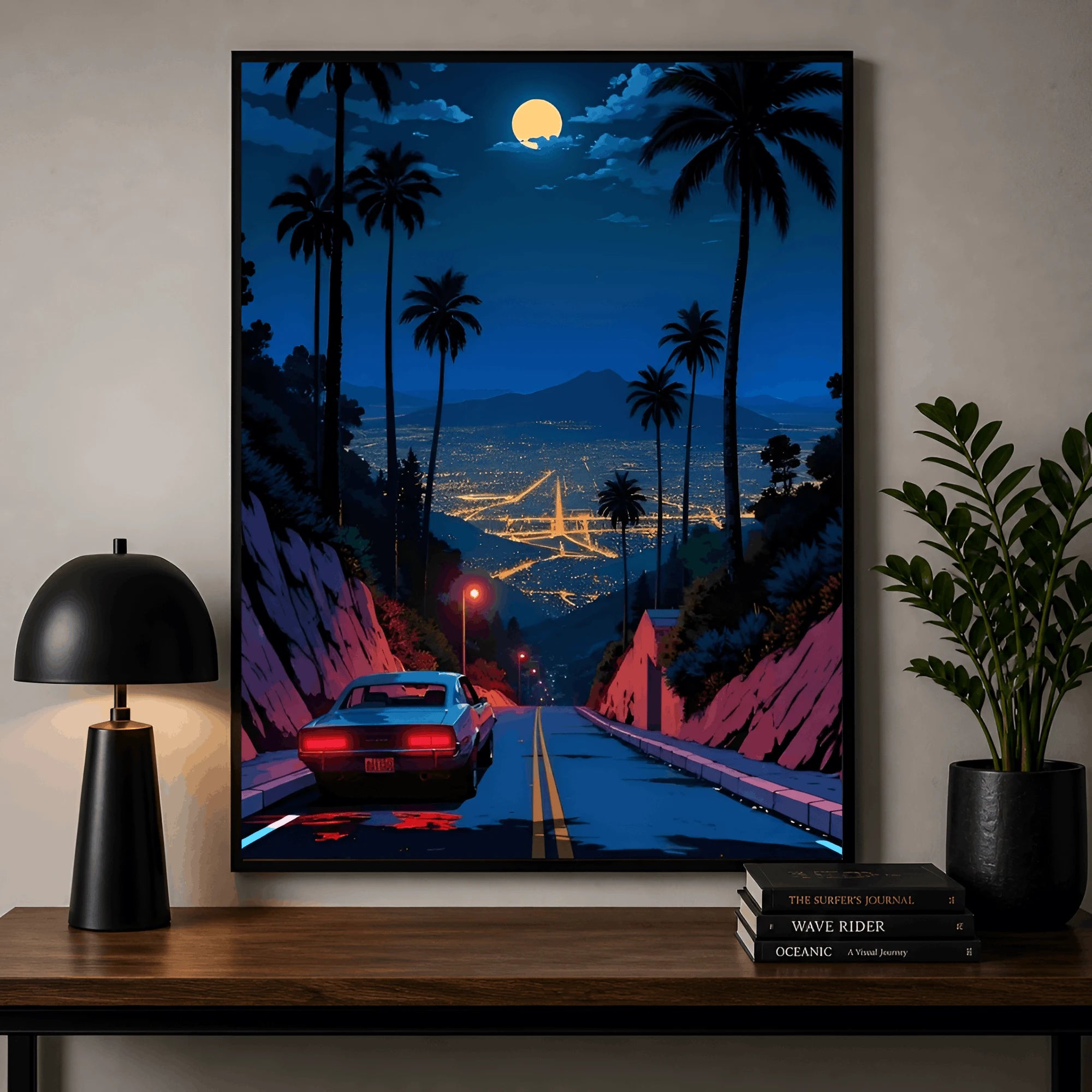 Midnight Drive – Neon City Night Wall Frame