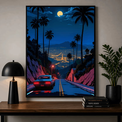 Midnight Drive – Neon City Night Wall Frame