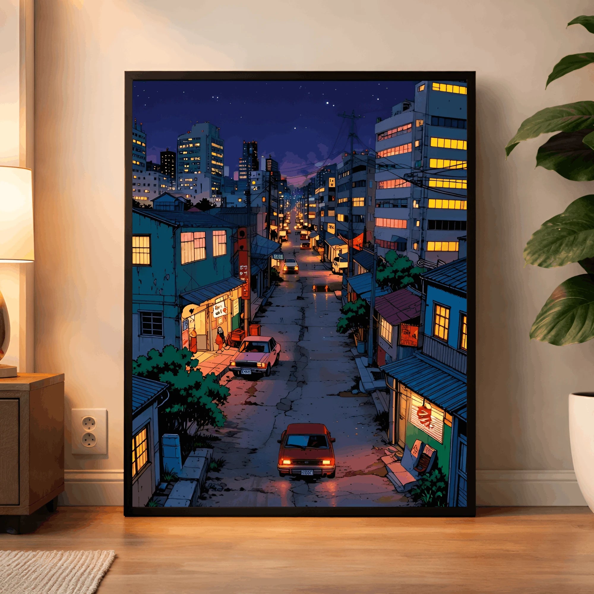 Neon Alley – Japanese Night City Wall Frame