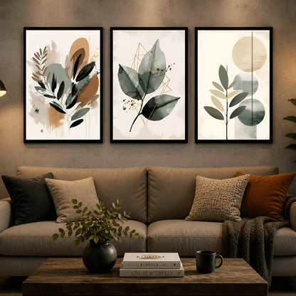 Earthy Serenity – Minimal Botanical Wall Frames (Set of 3)