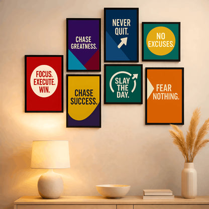 No Excuses, Just Action | 7-Frame Motivational Wall Art