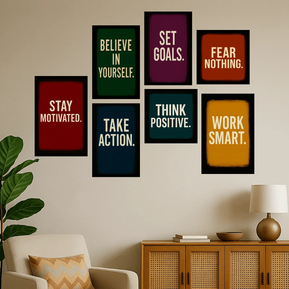 Build Your Mindset | 7-Piece Motivational Wall Frame Set