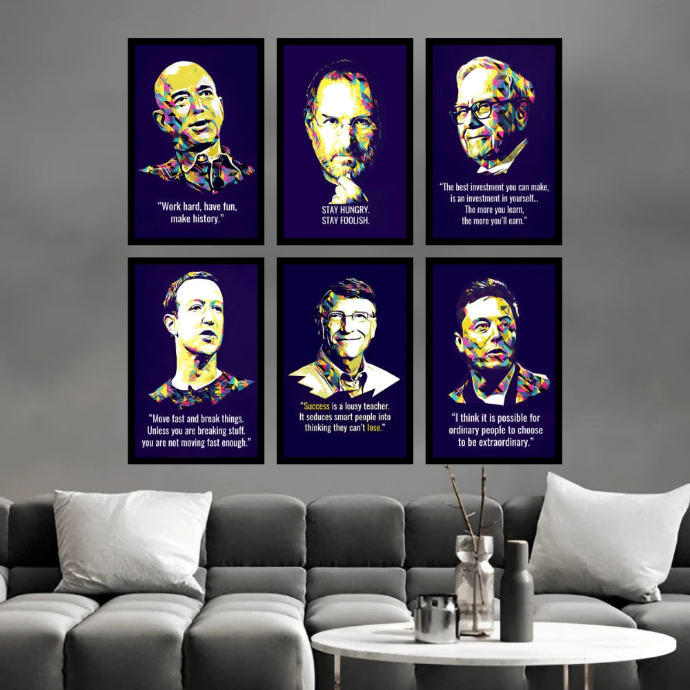 Legends of Success | Set of 6 Inspirational Wealth Frames