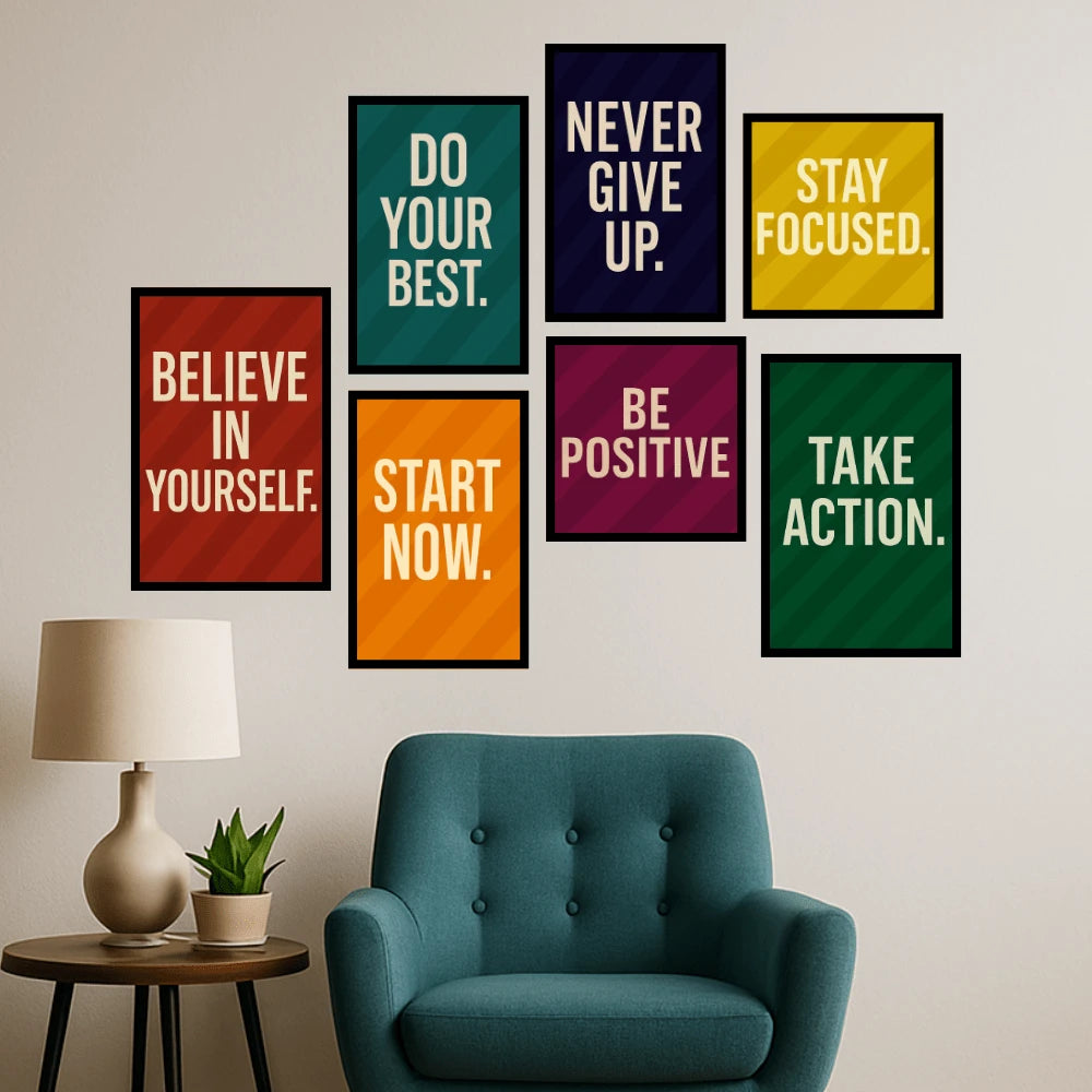 Mind Over Matter | 7-Piece Motivational Wall Frame Set