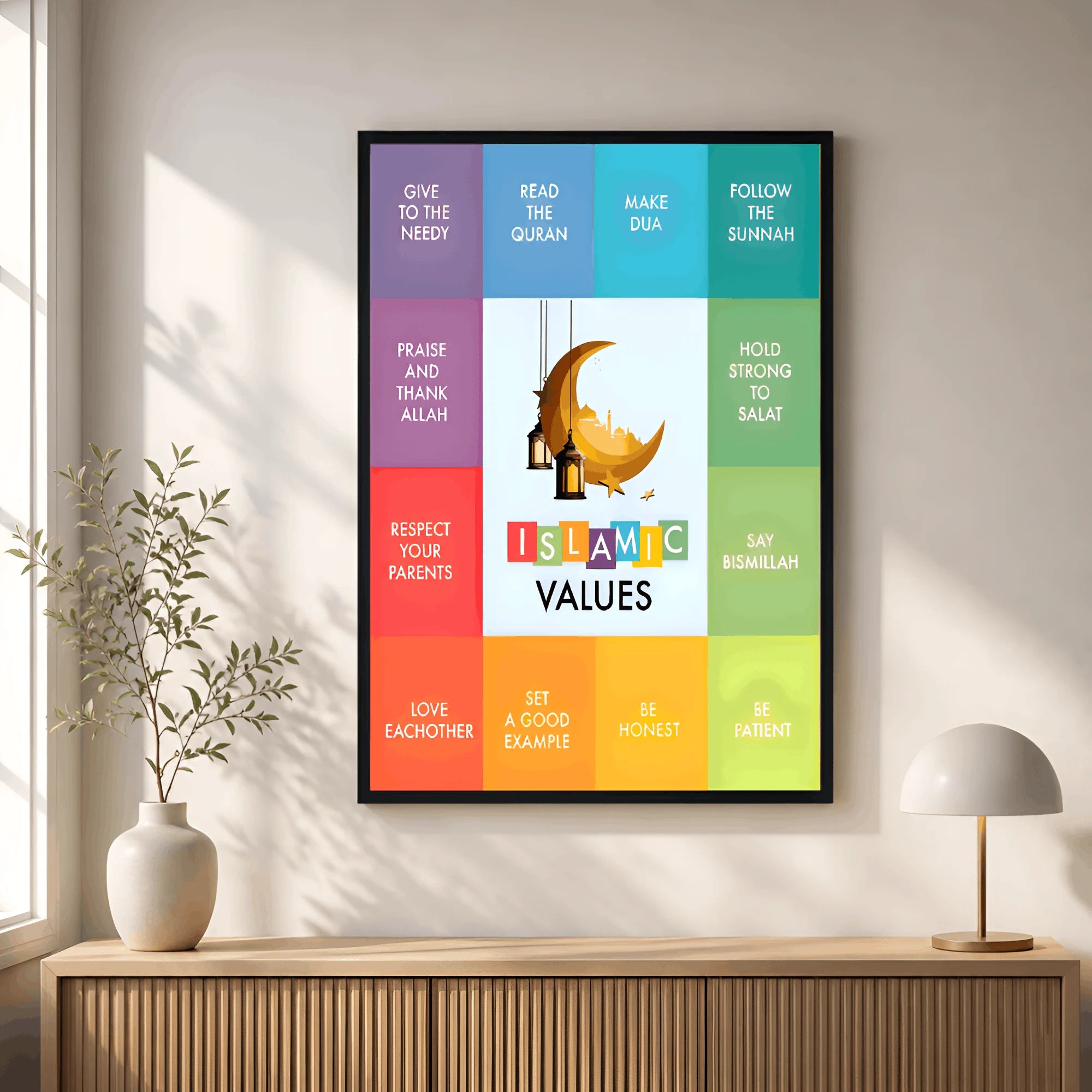 Islamic Values for Kids – Muslim Character Building Wall Frame
