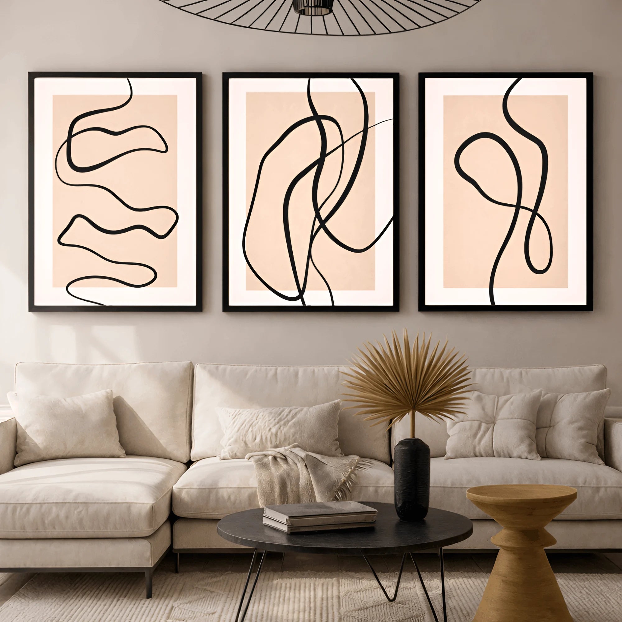 Fluid Lines – Modern Abstract Line Art Frames (Set of 3)