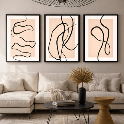 Fluid Lines – Modern Abstract Line Art Frames (Set of 3)