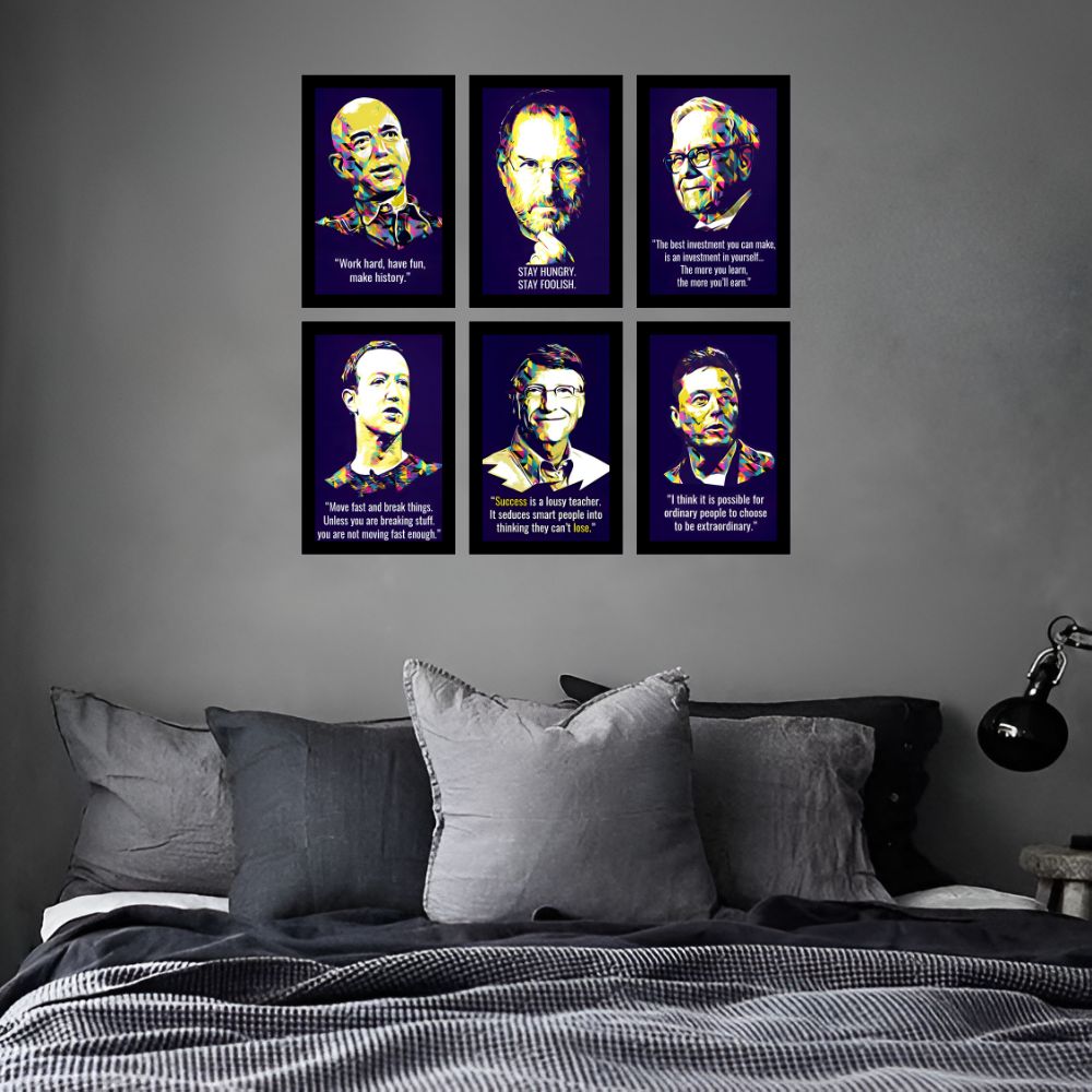 Legends of Success | Set of 6 Inspirational Wealth Frames