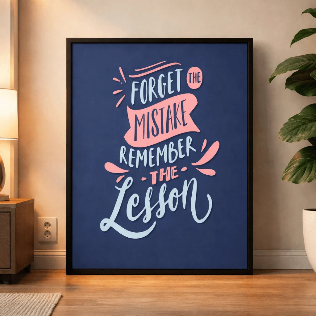 Lessons Over Regrets | Motivational Wall Frame