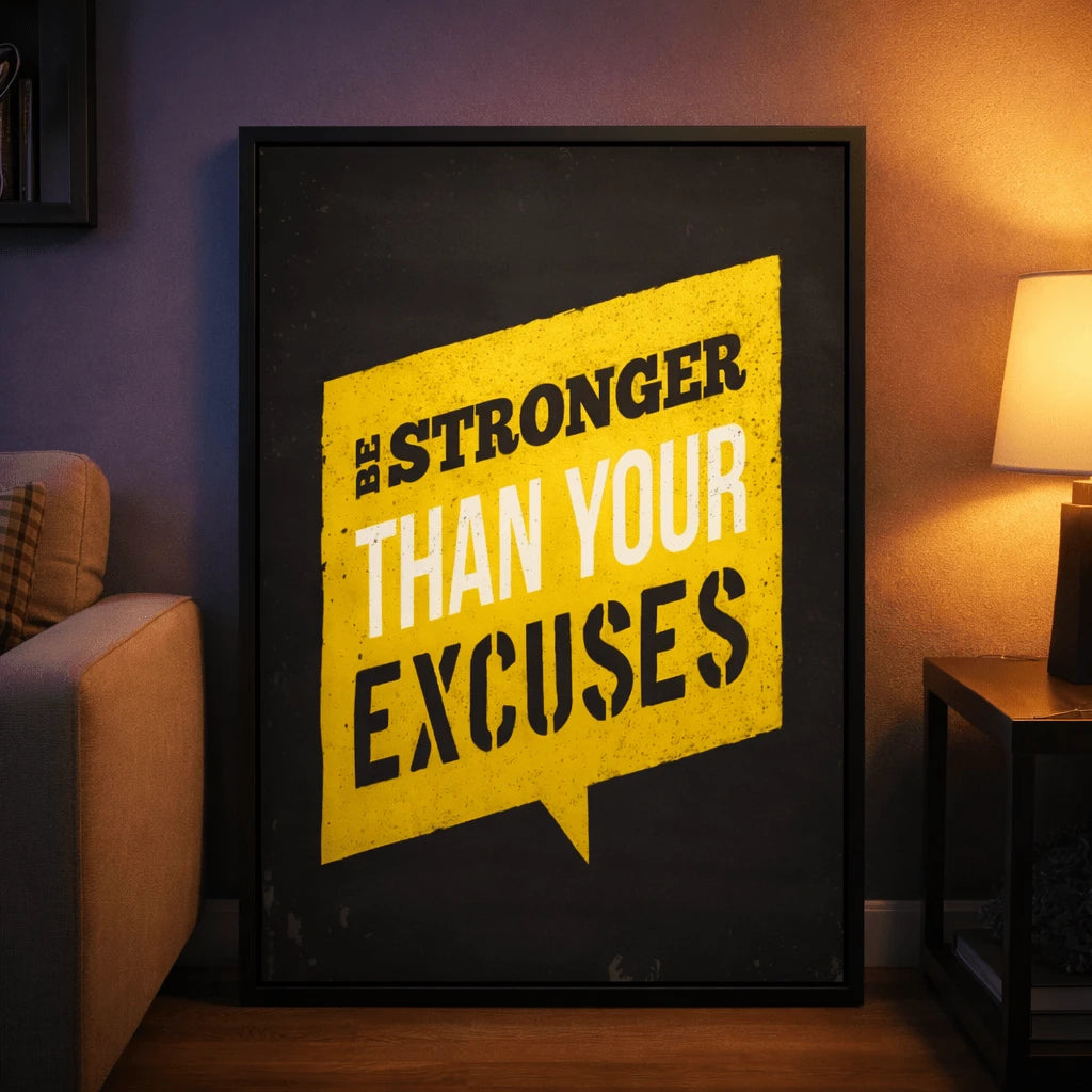 Strength Over Excuses | Power Quote Wall Frame
