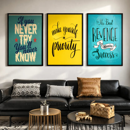 Driven by Growth | Set of 3 Bold Motivational Frames