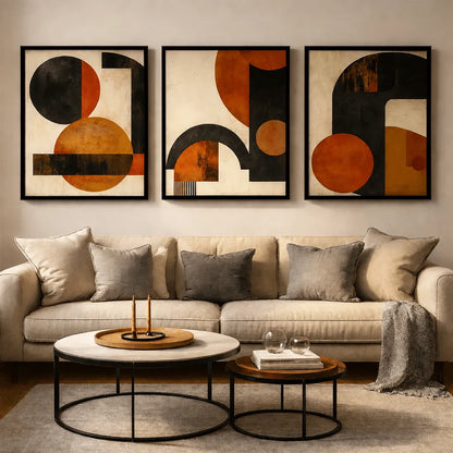 Amber Rhythm – Luxury Abstract Wall Frames (Set of 3)