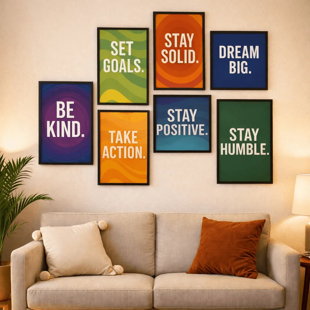 The Grounded Hustle | 7-Piece Motivational Wall Frame Set