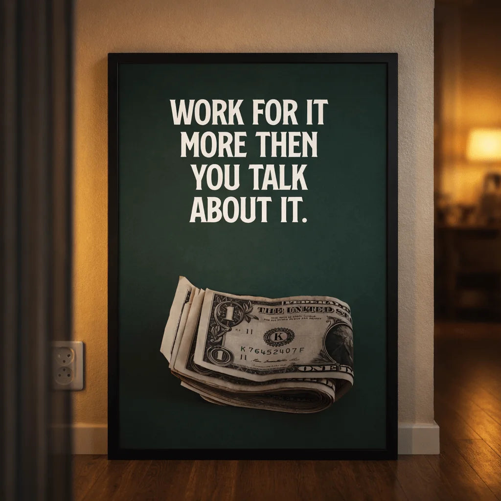 More Hustle, Less Talk | Motivational Wall Frame